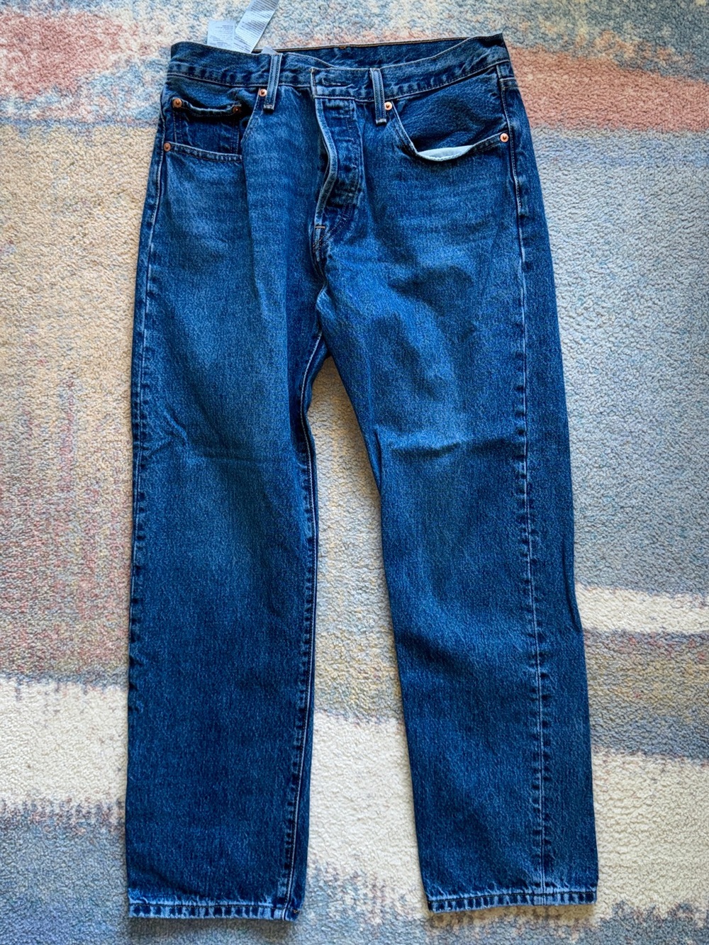 Levi's 501 Men's Blue Straight Jeans 31W 28L 100% cotton button-fly